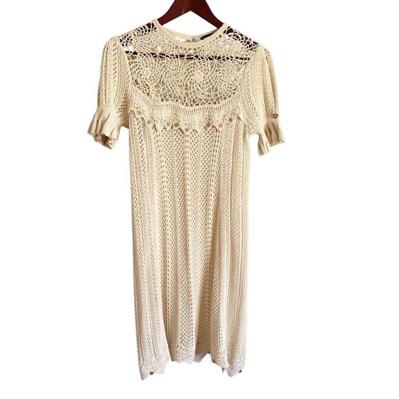 TWINSET Cotton Crochet Mini Dress Medium - Picture 2 of 14